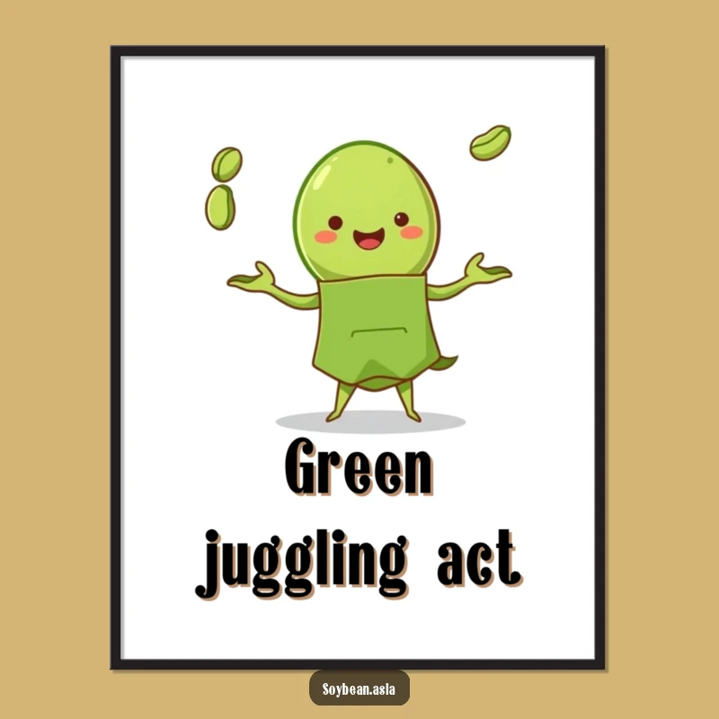 Funny Edamame Juggler Digital Print: Instant Joy for Your Walls