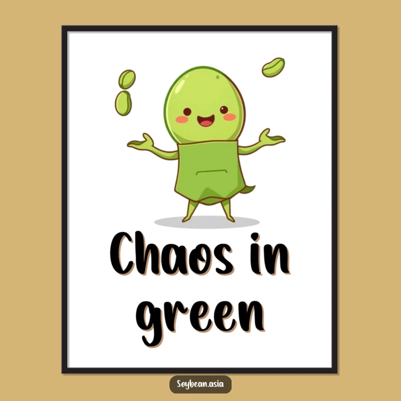Funny Edamame Juggler Poster: Add Kitchen Whimsy to Your Walls